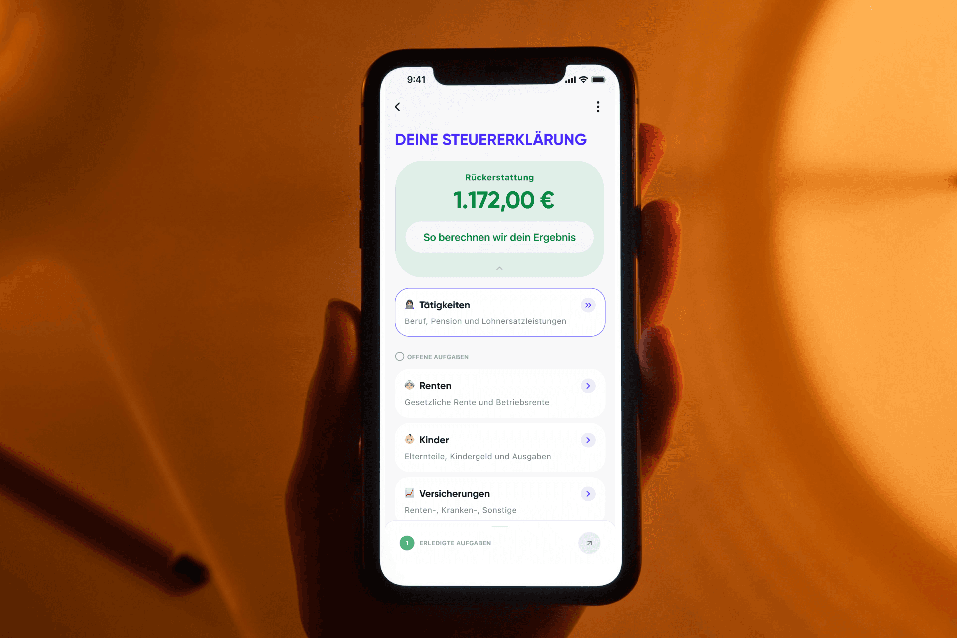 Übersicht über Steuererklärung