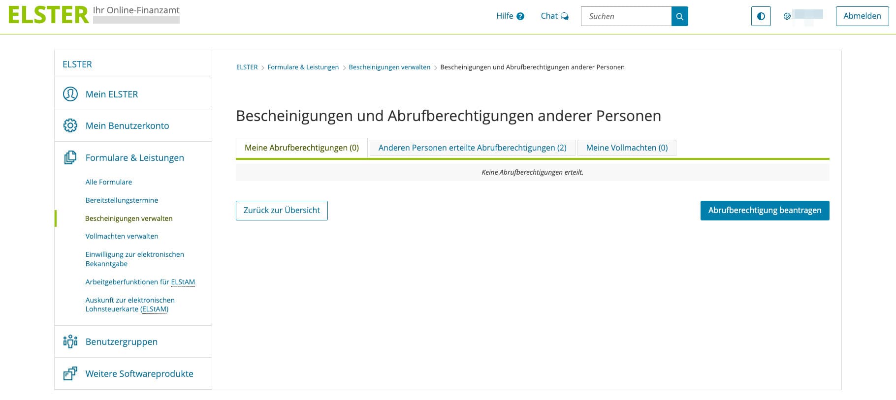 Hilfsbild vorausgefüllte Steuererklärung in Elster Beantragen Schritt 2