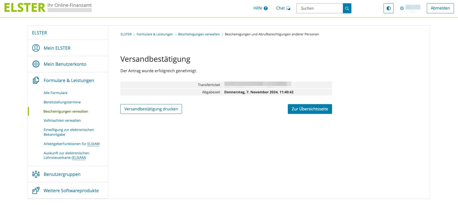 Hilfsbild vorausgefüllte Steuererklärung in Elster Beantragen Schritt 6