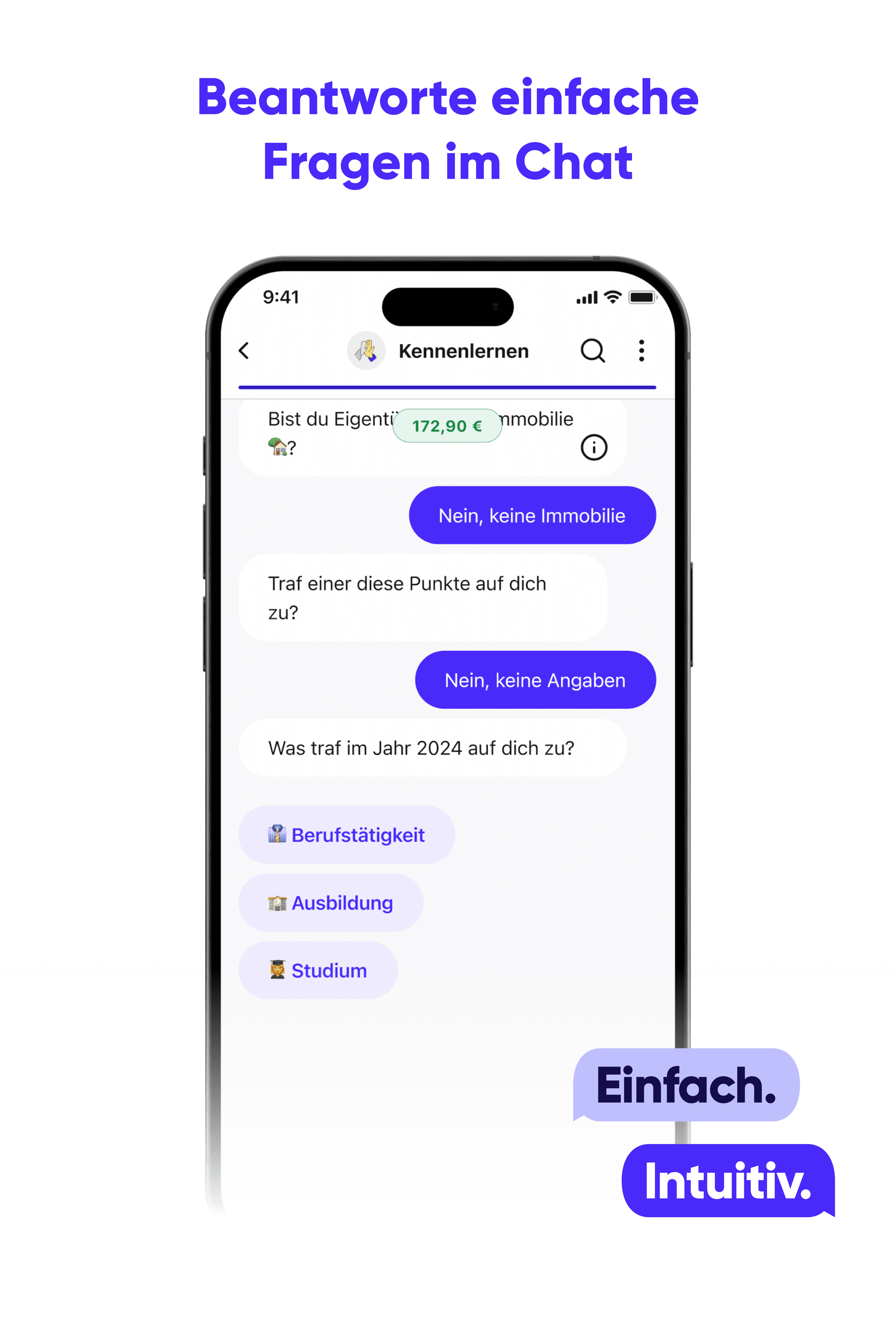 Screenshot: Chat in der Steuerbot-App